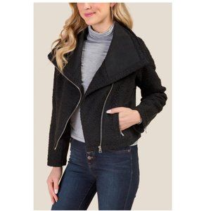 Francesca's Winifred Draped Collar Moto Jacket